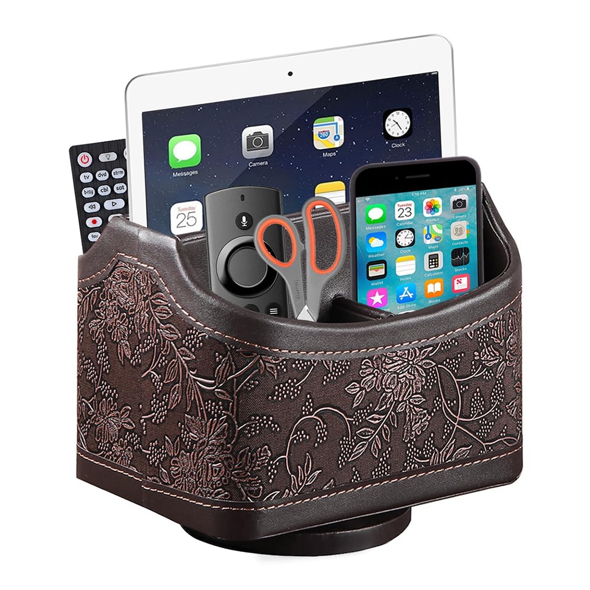 Climberty Rotatable Desk Organizer Fashion Leather Embossing Multi Compartment PU Leather Pen Holder Desk Organizer Office Desk Organizer Stationeries Holder Office Desk Organizer, 17.5x13.5x15.5cm Climberty Rotatable Desk Organizer Fashion Leather Embossing Multi Compartment PU Leather Pen Holder Desk Organizer Office Desk Organizer Stationeries Holder Office Desk Organizer, 17.5x13.5x15.5cm